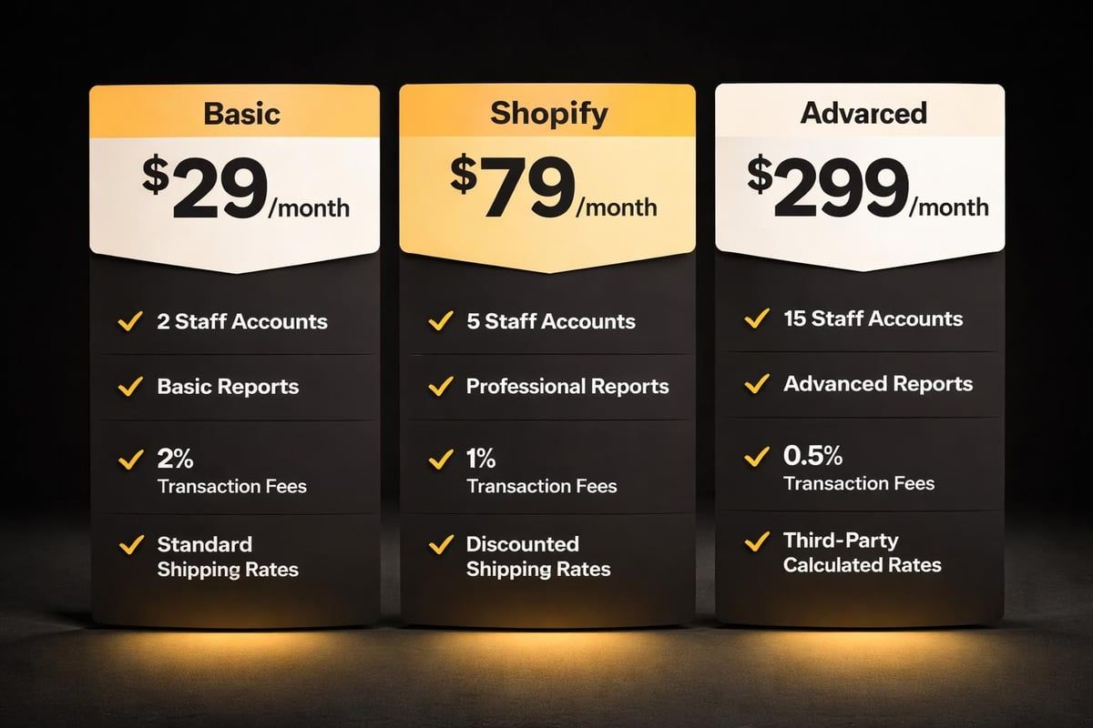 Shopify plan features comparison