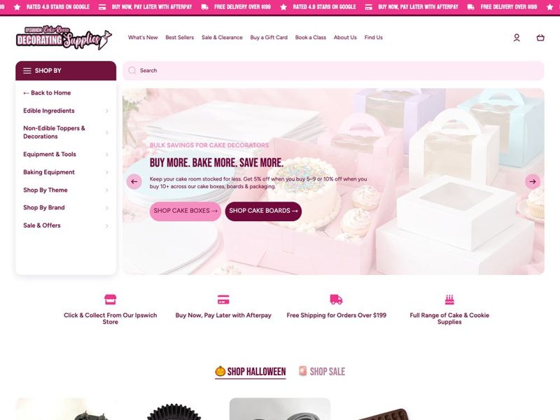 Ipswich Cake Room home page after the retheme