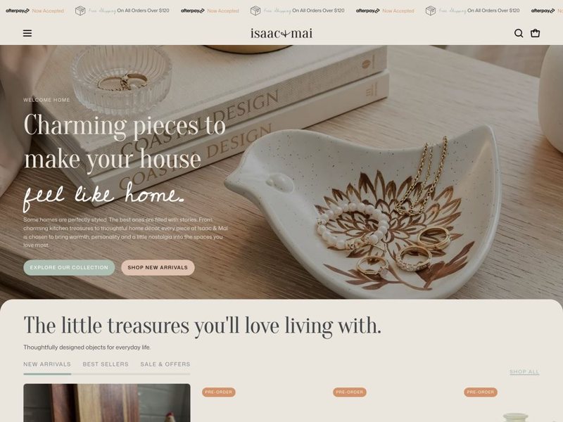Isaac and Mai home page after the rebrand
