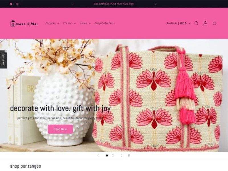 Isaac and Mai home page before the rebrand