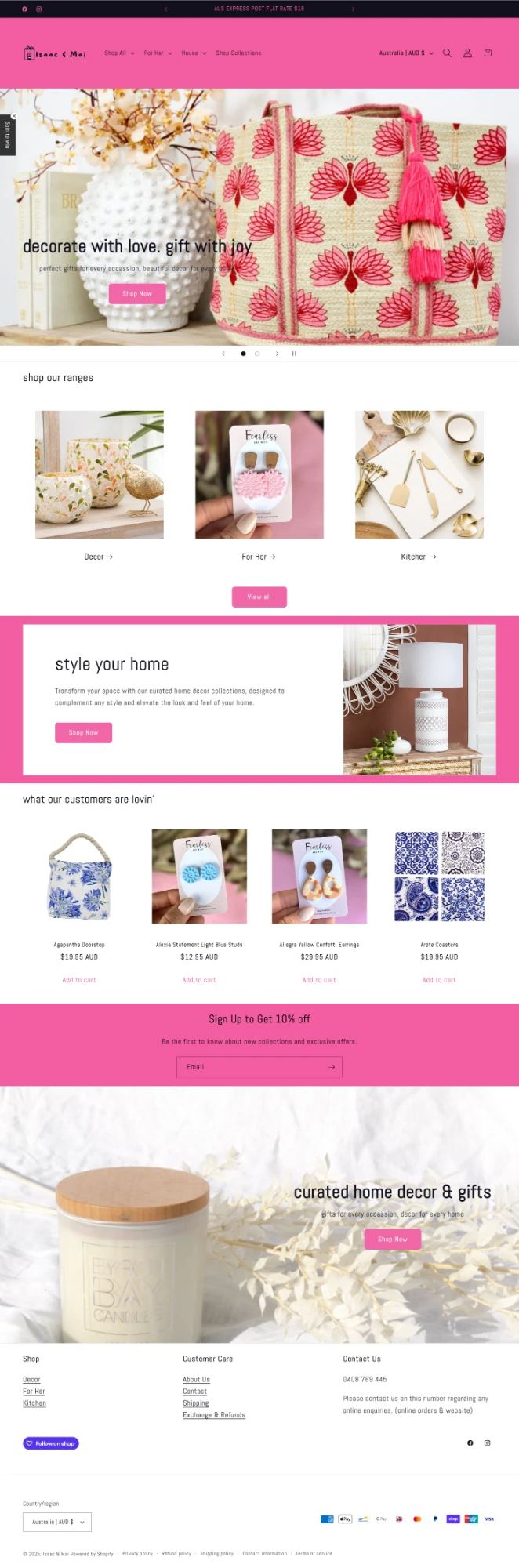 Isaac & Mai homepage before the redesign