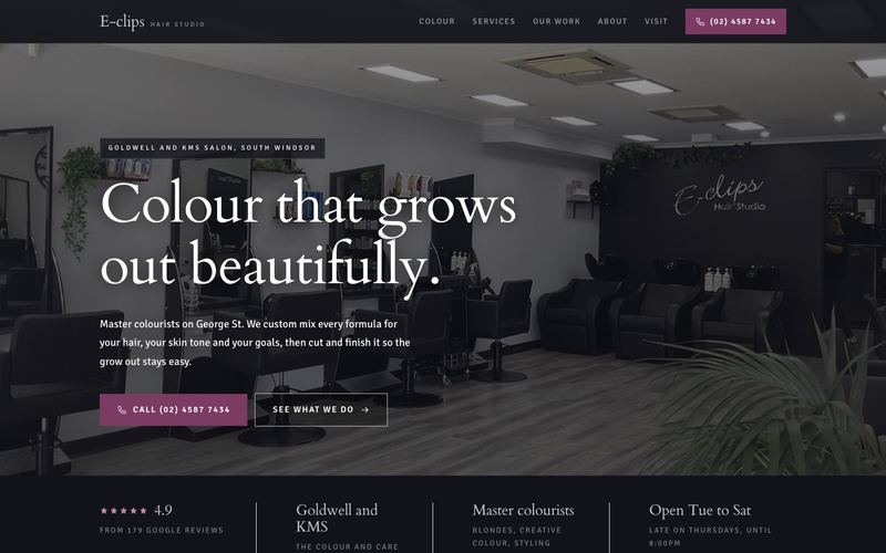 Example website for a hair salon in South Windsor, NSW