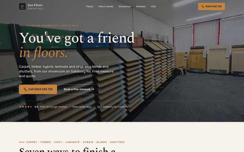 Example website for a flooring in Castle Hill, NSW