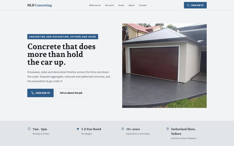 Example website for a concreting & excavation in Como, NSW