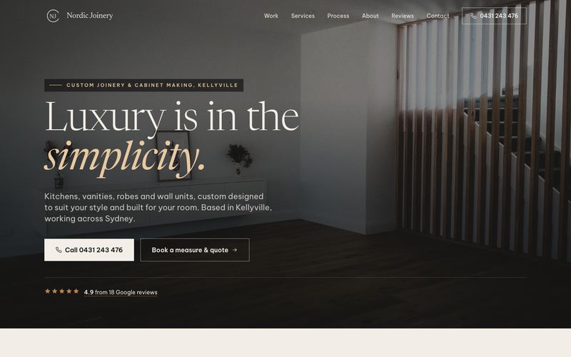 Example website for a joinery in Kellyville, NSW