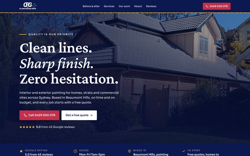 Example website for a painter in Beaumont Hills, NSW
