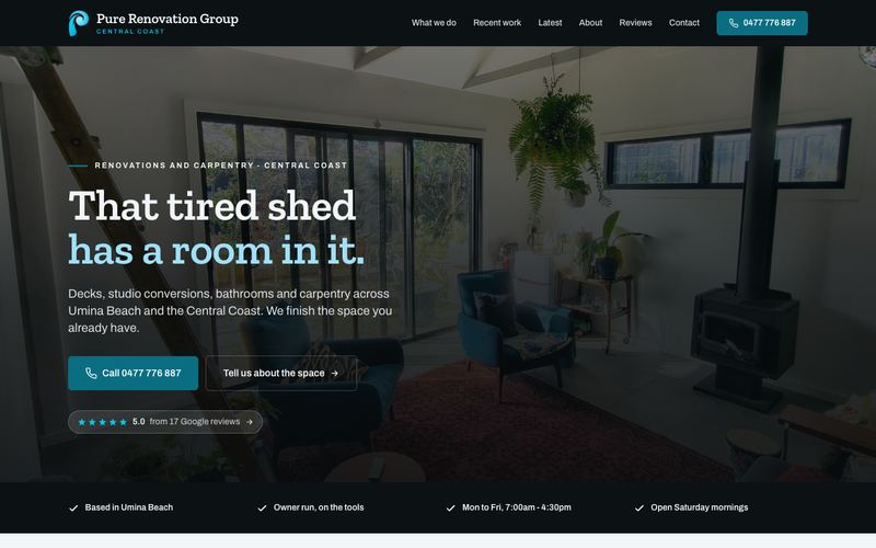 Example website for a renovation builder in Umina Beach, NSW
