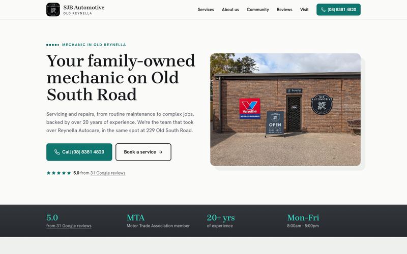 Example website for a mechanic in Old Reynella, SA