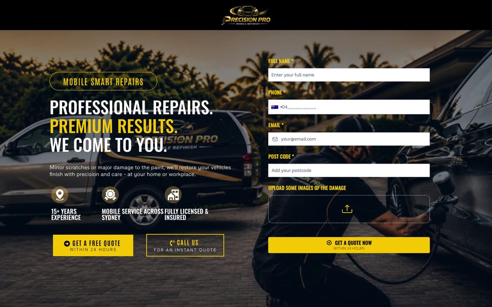 Precision Pro Mobile Refinish homepage