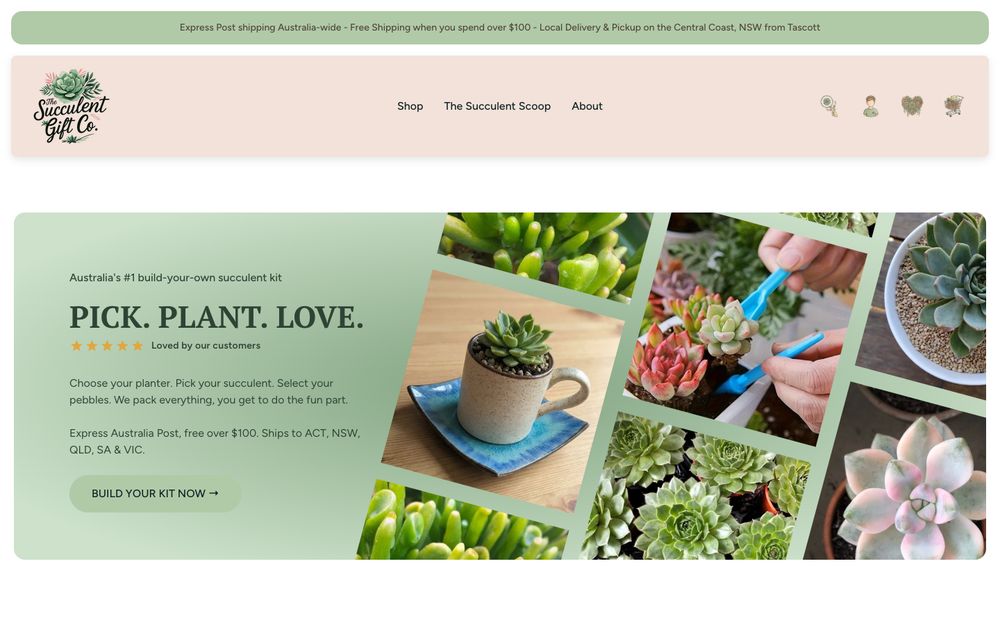 The Succulent Gift Co homepage